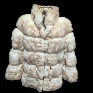 Vintage Opossum Coat Neiman Marcus Zips Metal Clasp NWT